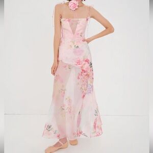 For Love And Lemons Pink Floral Maxi Dress